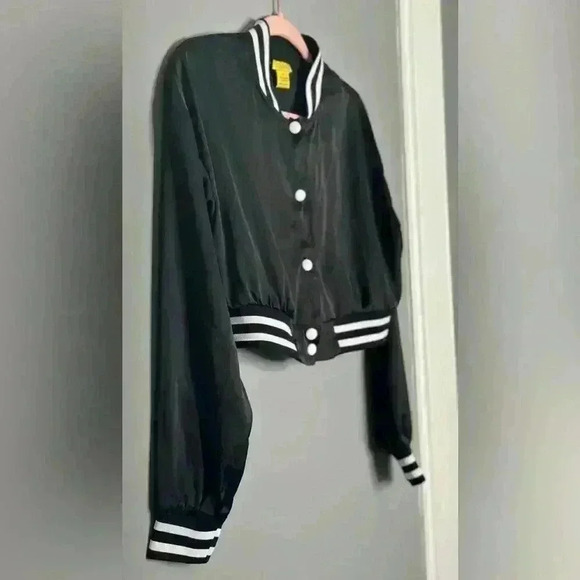 Daisy Black and White Bomber Women's Jacket (491) - Picture 5 of 9